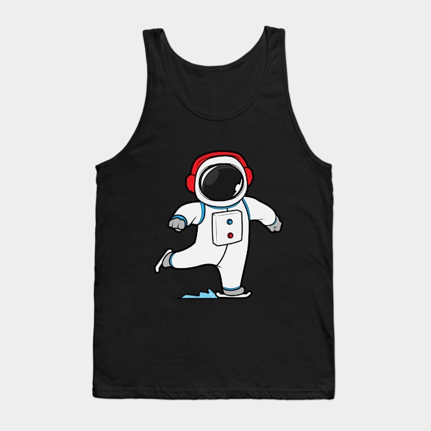 Astronaut at ice skating with ice skates Tank Top by Markus Schnabel